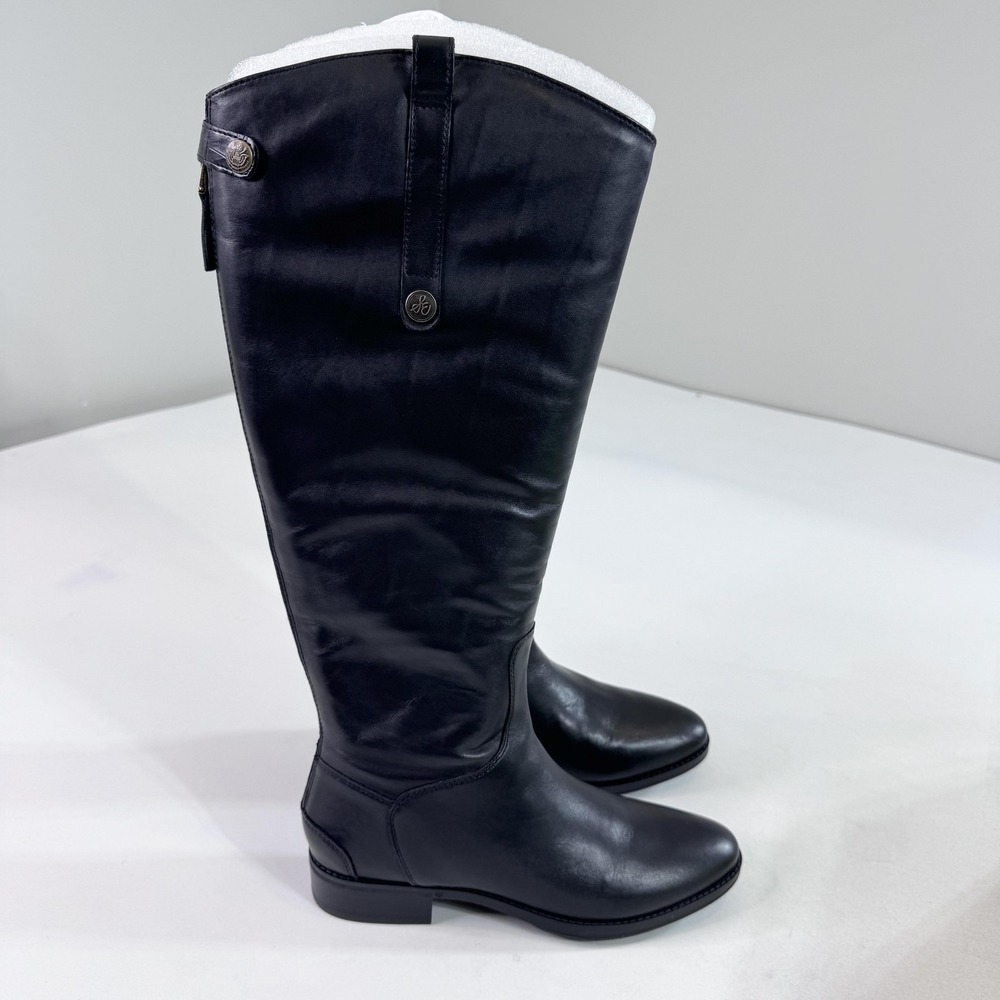 Sam Edelman Boots Womens Size 9 Black Leather Penny 2 Riding Knee High Wide Calf